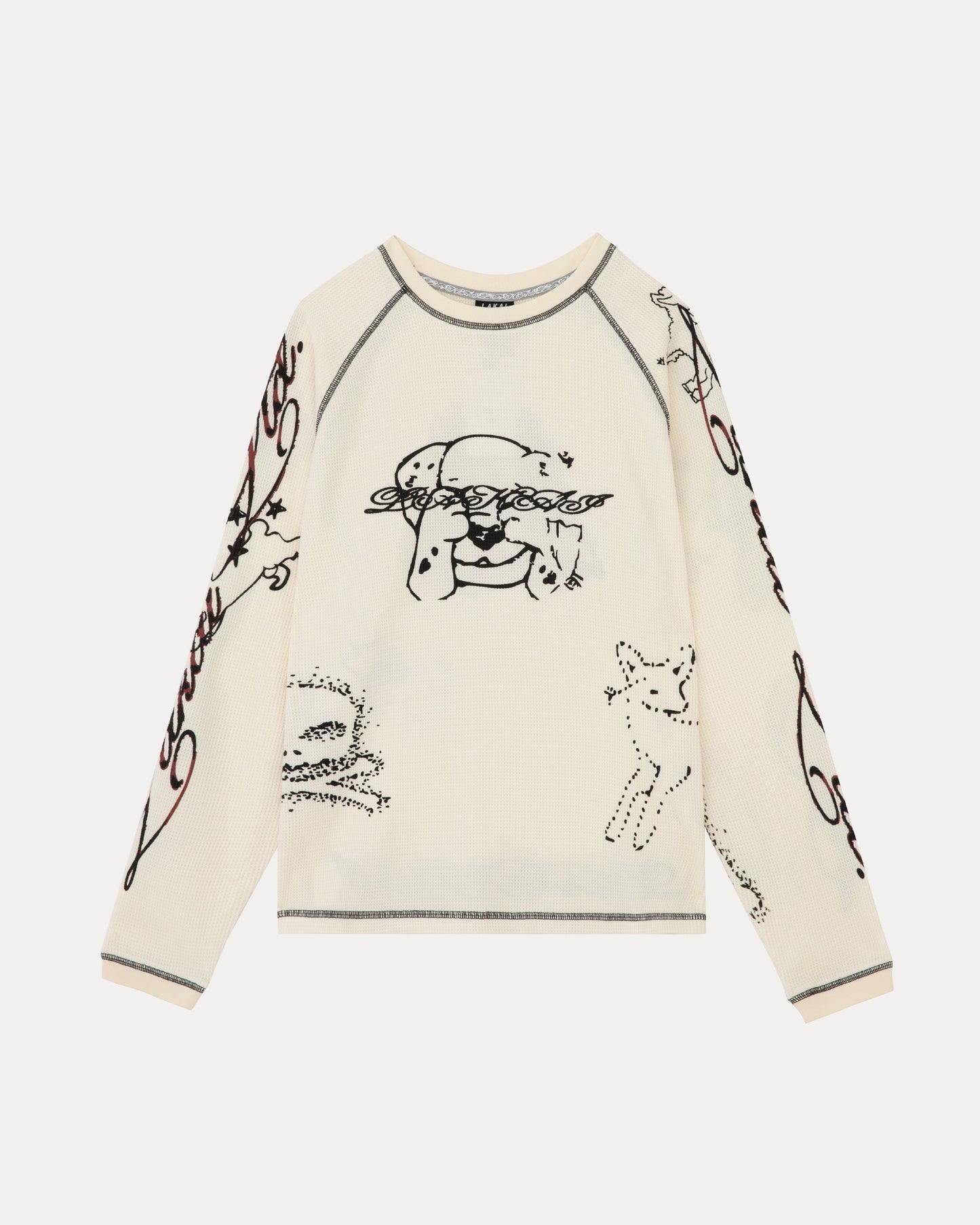Longsleeve Raglan Waffle Shirt - Natural