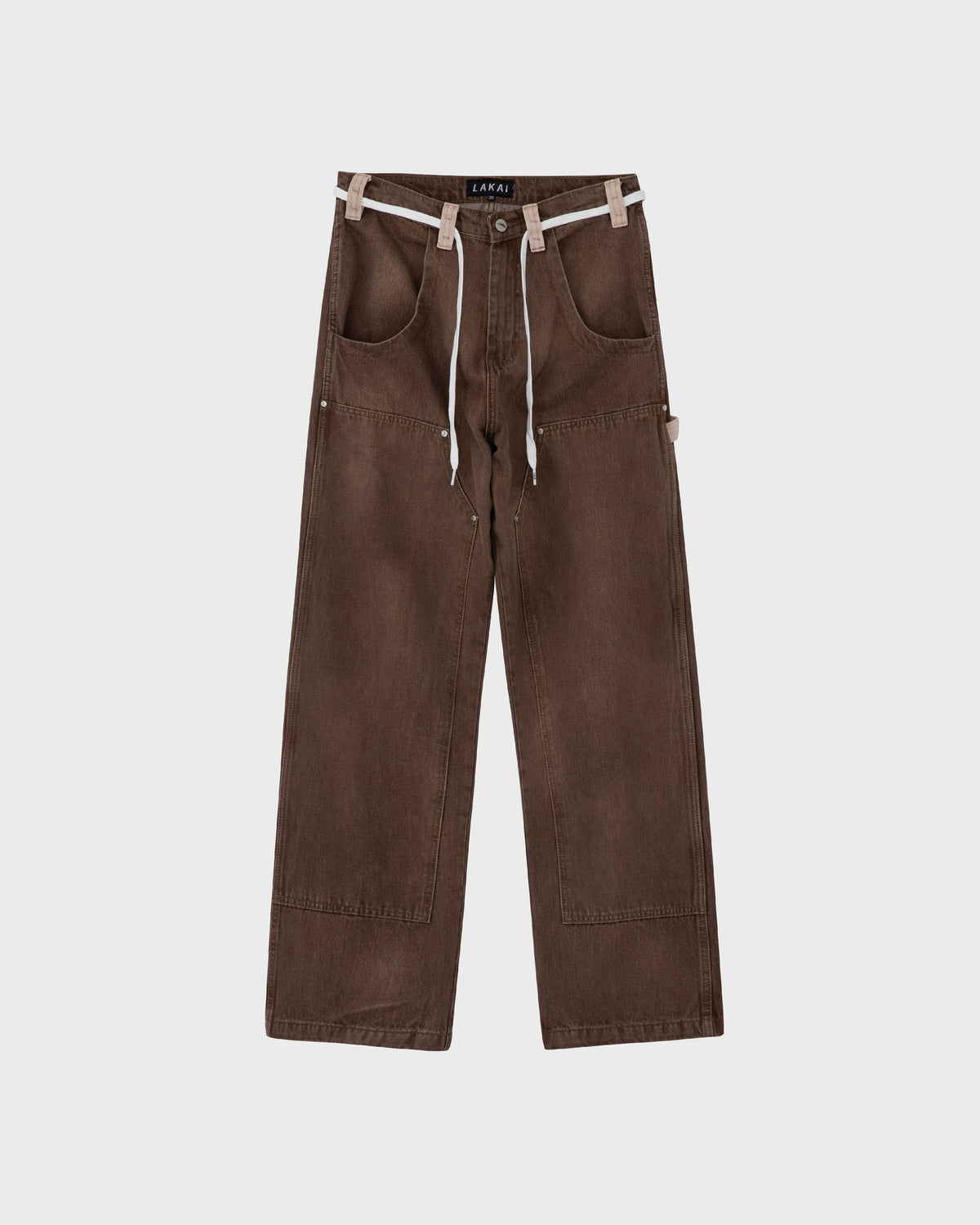Wide-Leg Double Knee Pant - Washed Brown