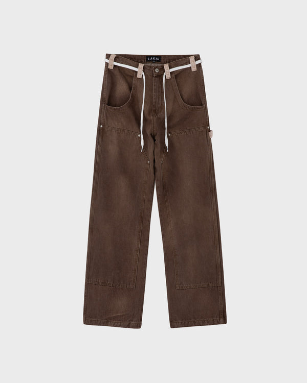 Wide-Leg Double Knee Pant - Washed Brown