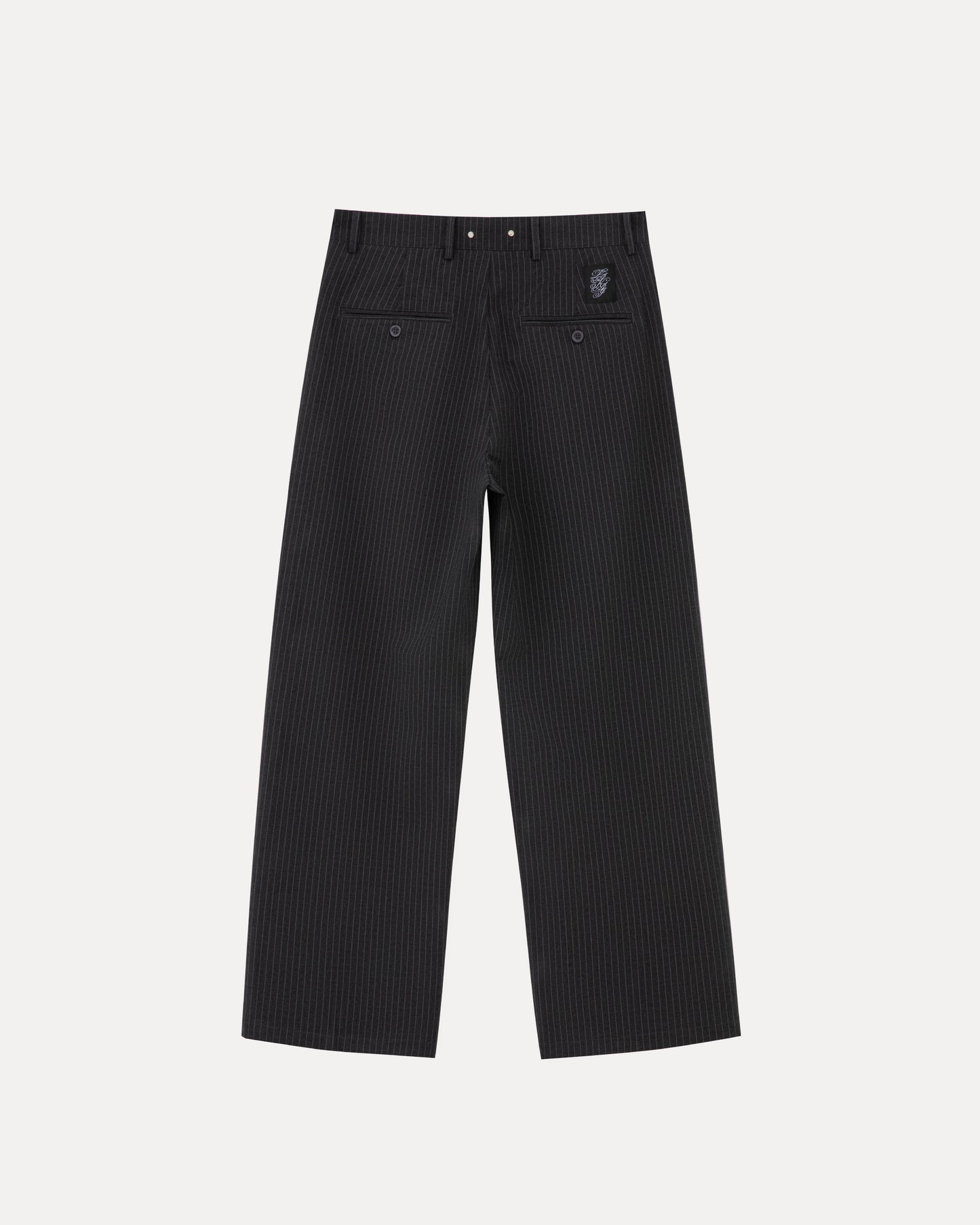 Wide Leg Trousers - Grey Pinstripe