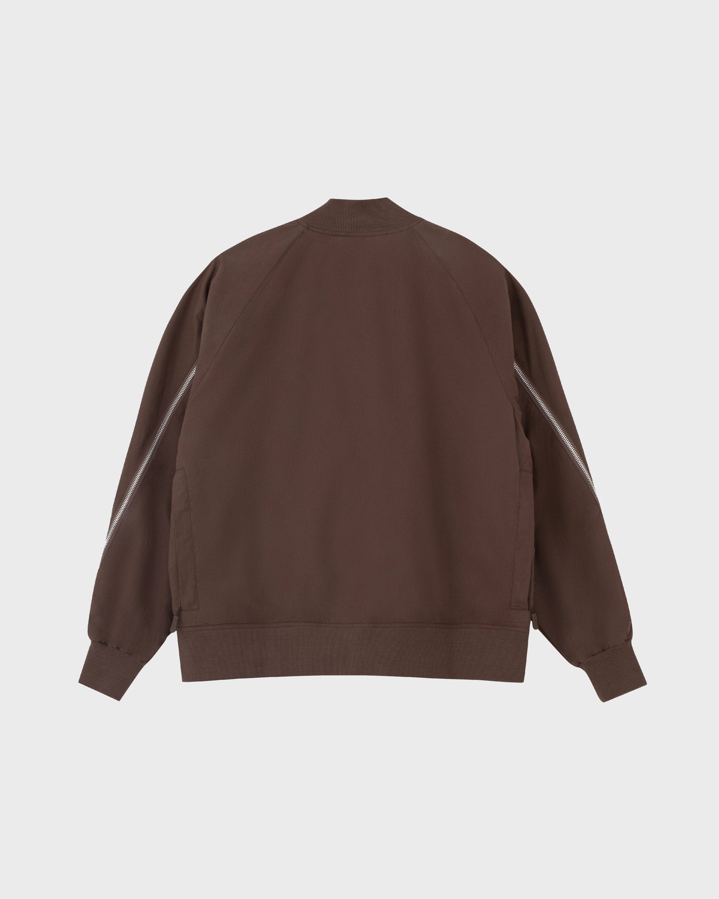 Slashed Zip Bomber Jacket - Brown