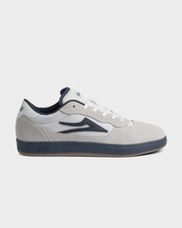 Lakai Cambridge XLK skate shoe in White Suede Navy Gum, side profile