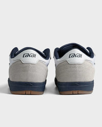 Lakai Cambridge XLK skate shoes in White Suede Navy Gum, heel view