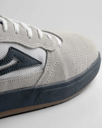 Lakai Cambridge XLK skate shoe in White Suede Navy Gum, toe detail