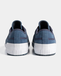 Lakai Conrad Elite skate shoes in Light Navy White, heel view