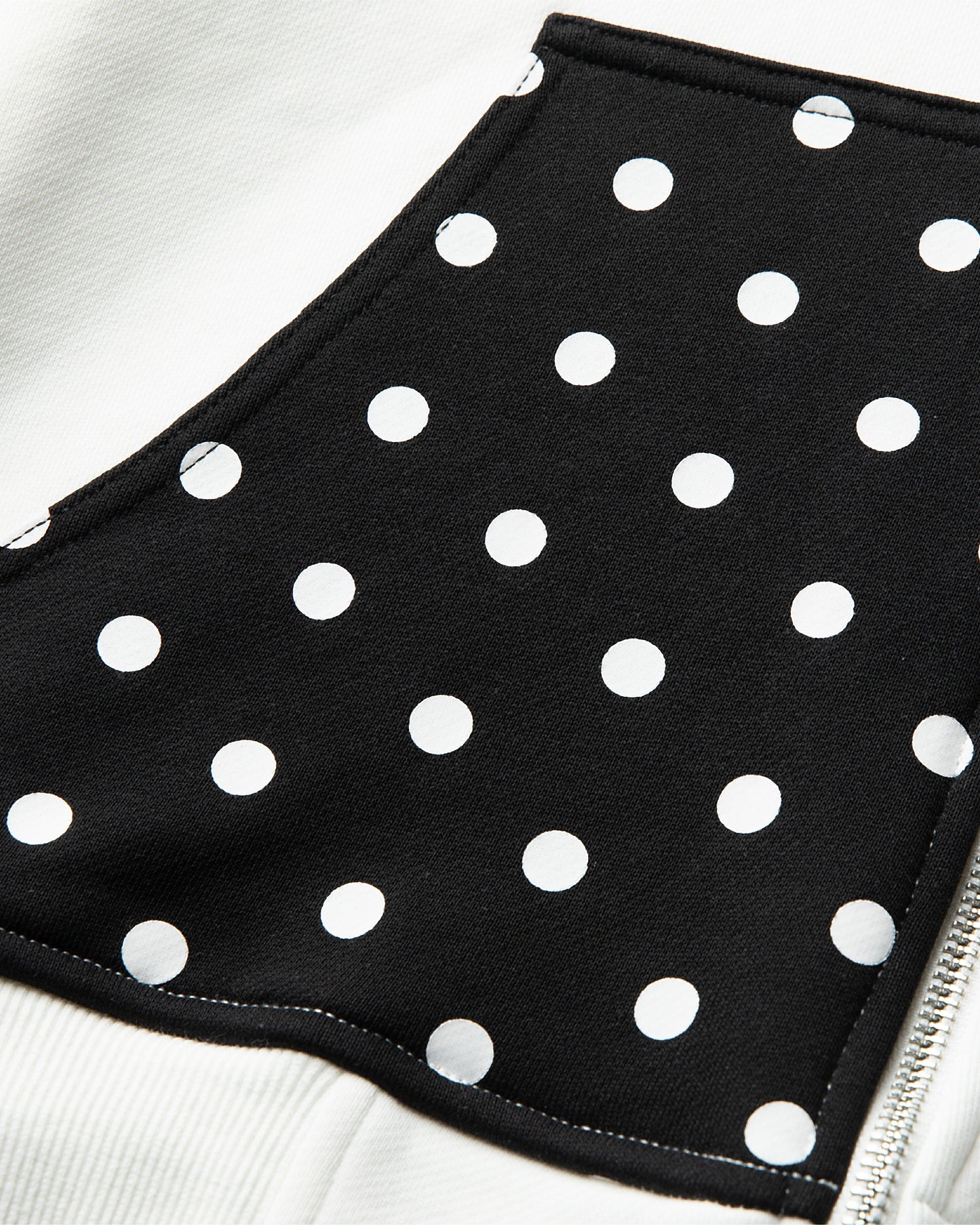 Polka Zip Up Hoodie - White/Black