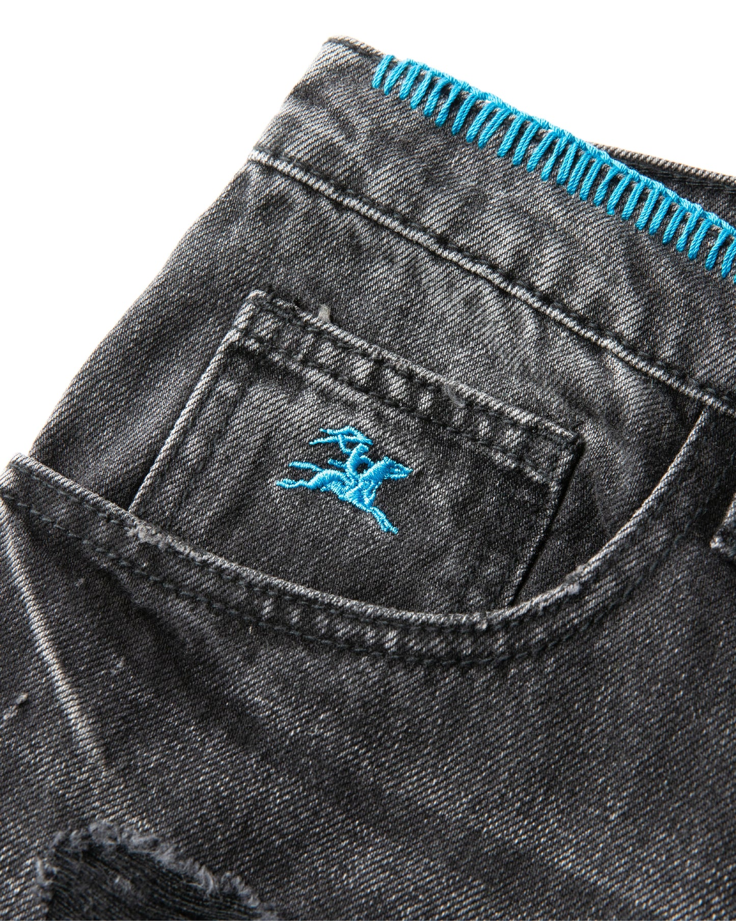 Straight Leg Denims - Distressed/Etched Black