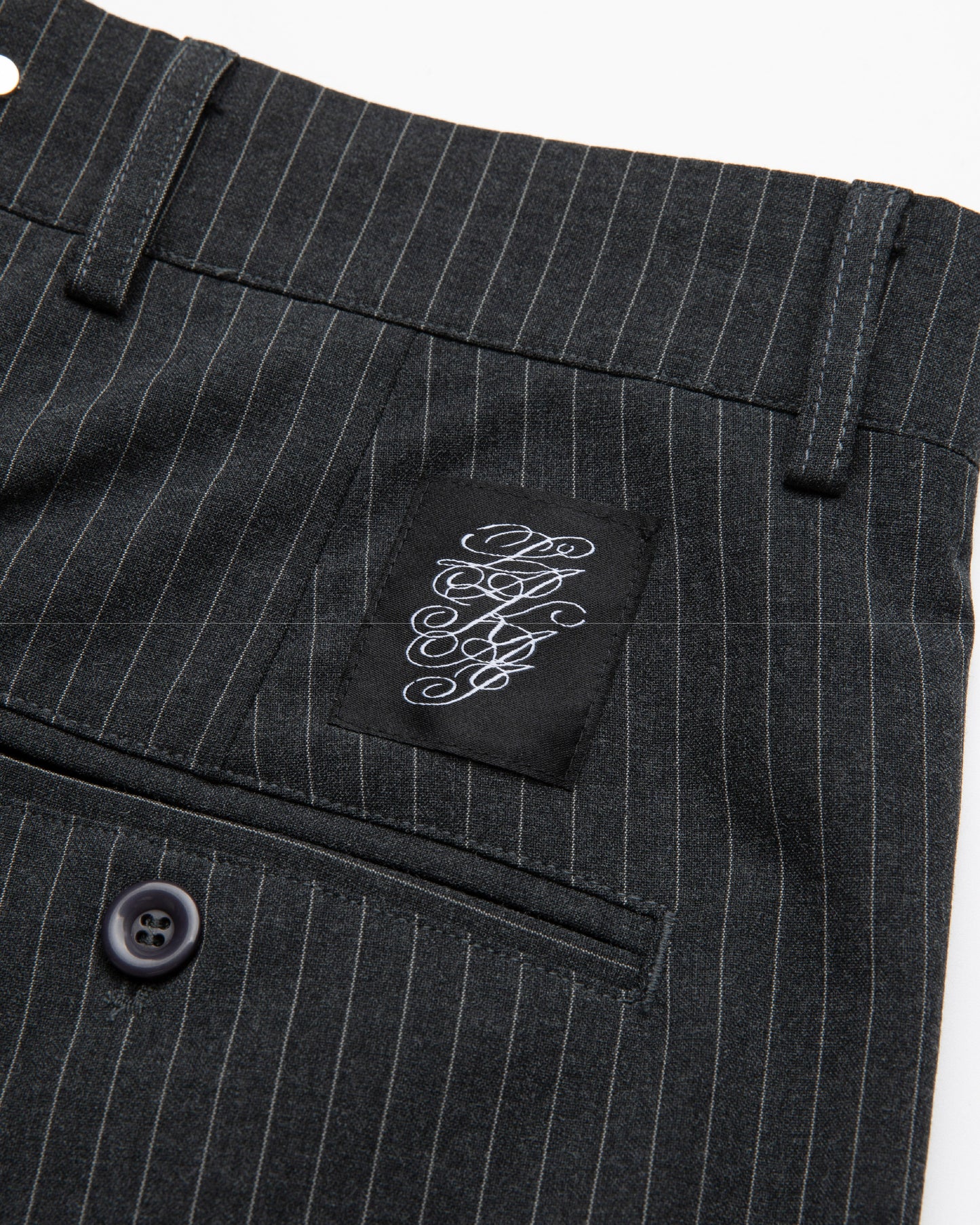 Wide Leg Trousers - Grey Pinstripe