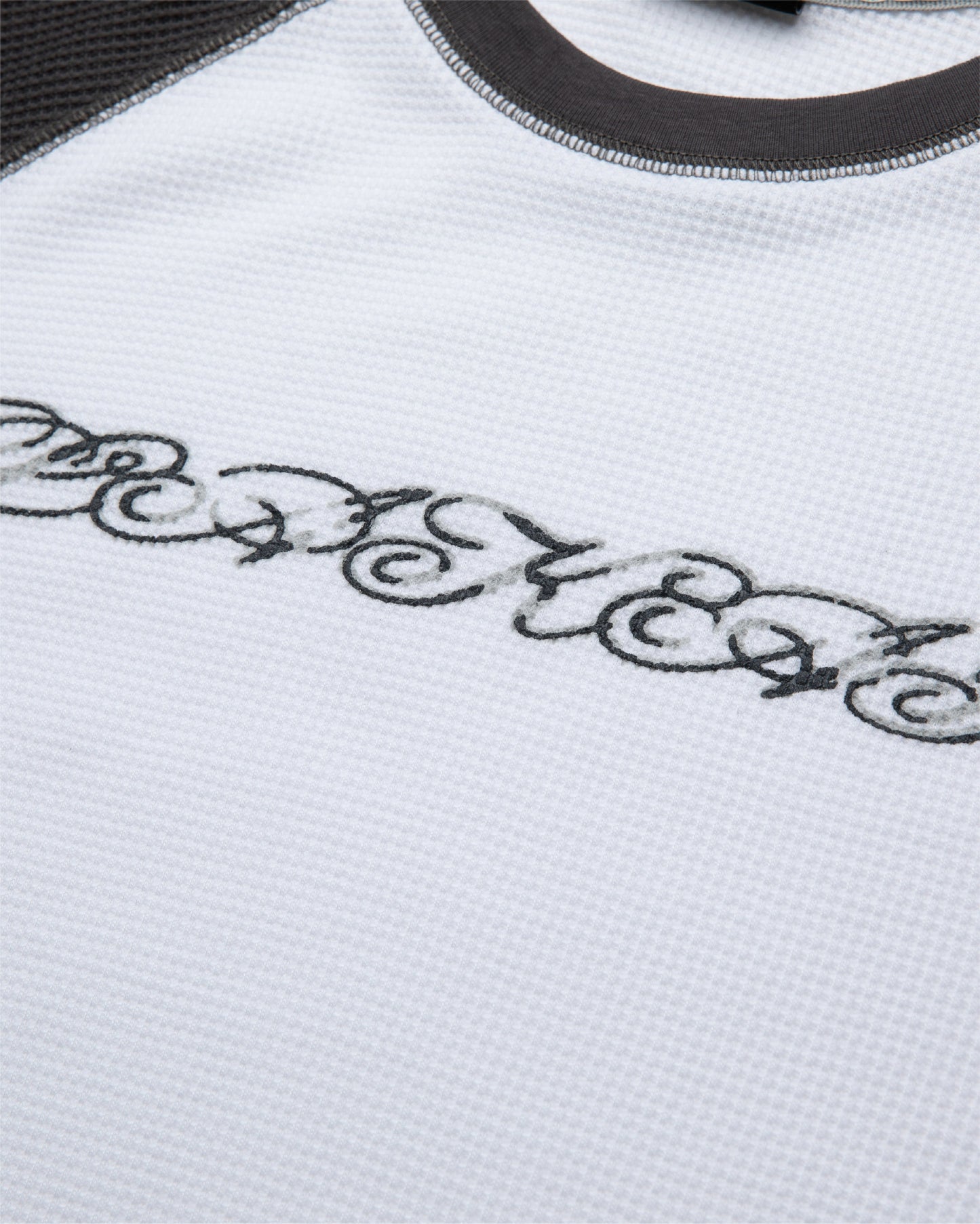 Longsleeve Raglan Waffle Shirt - White/Charcoal