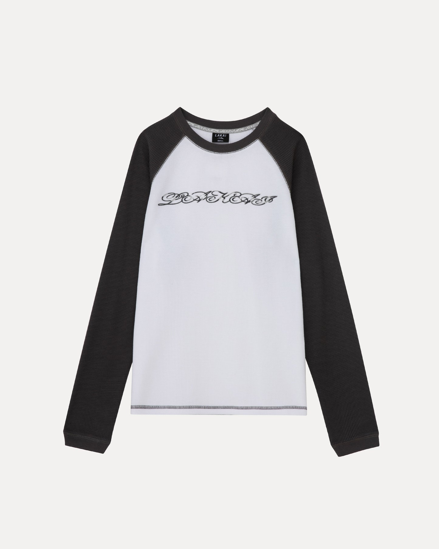 Longsleeve Raglan Waffle Shirt - White/Charcoal