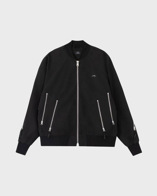 Slashed Zip Bomber Jacket - Black