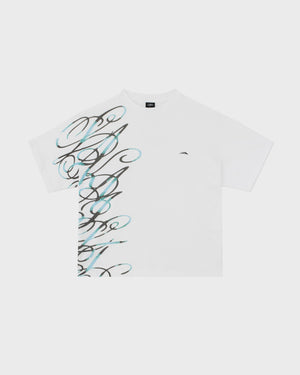 Boxy Tee Signature Print - Washed White