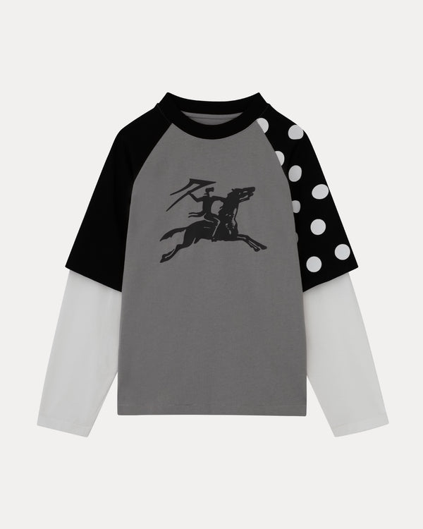 Double Layer Raglan Longsleeve - Black/Grey/White