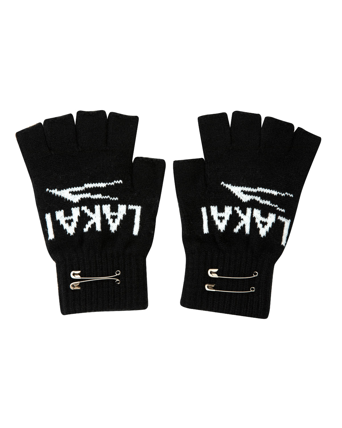 Fingerless Jacquard Gloves - Black