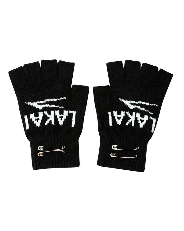 Fingerless Jacquard Gloves - Black
