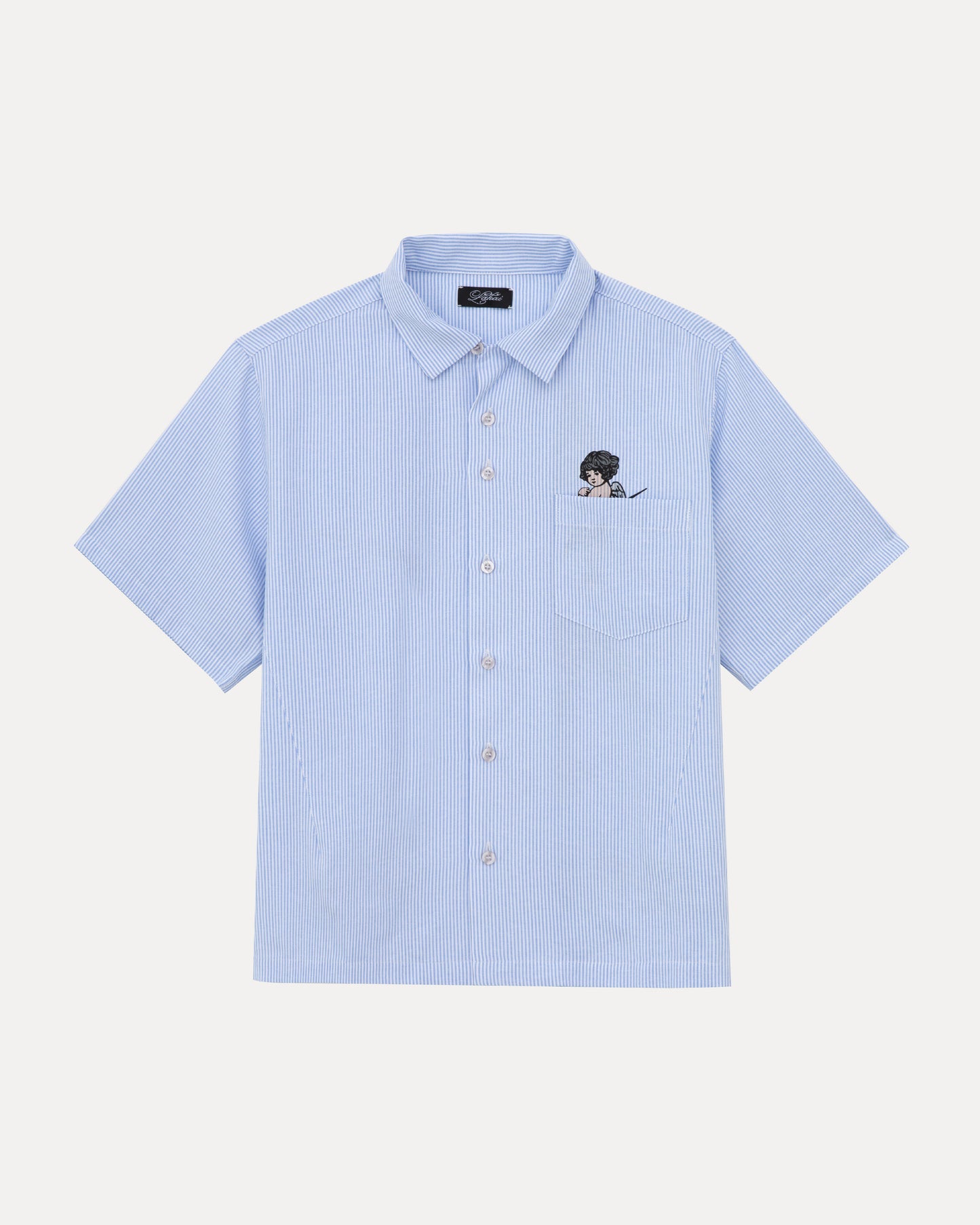 Camp Collar Button Up Shirt - White And Blue Stripe