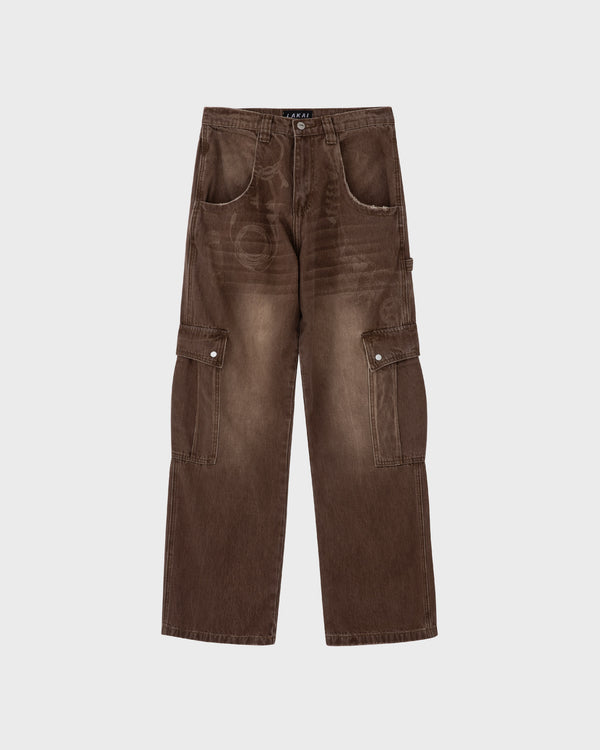 Wide-Leg 'Ghost' Cargo Pants - Brown
