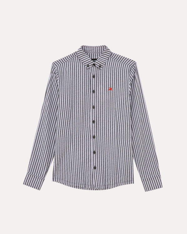 Longsleeve Button Down - Black/White Stripe