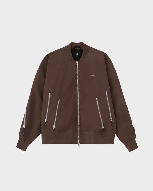 Slashed Zip Bomber Jacket - Brown