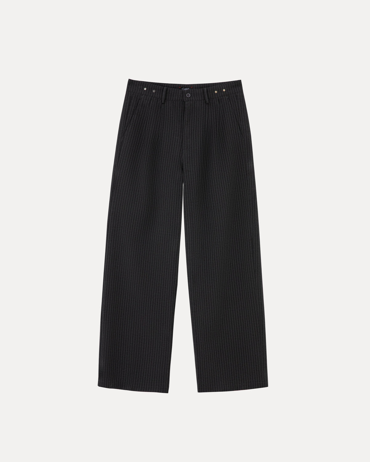 Wide Leg Trousers - Grey Pinstripe