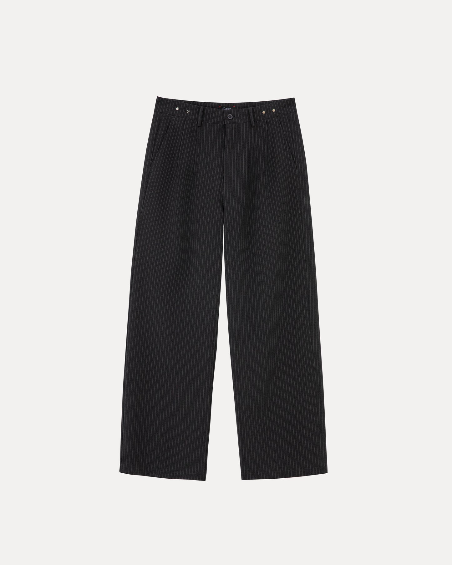 Wide Leg Trousers - Grey Pinstripe