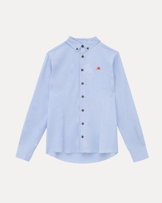 Longsleeve Button Down - White/Blue Stripe