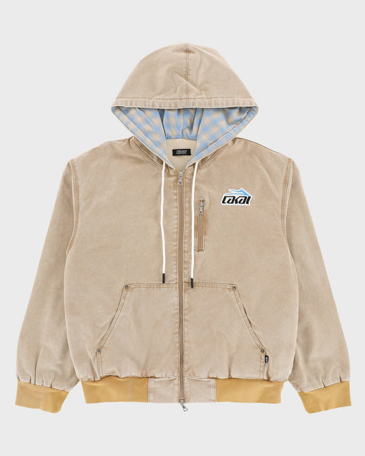 Thermal Lined Khaki Canvas Zip Up