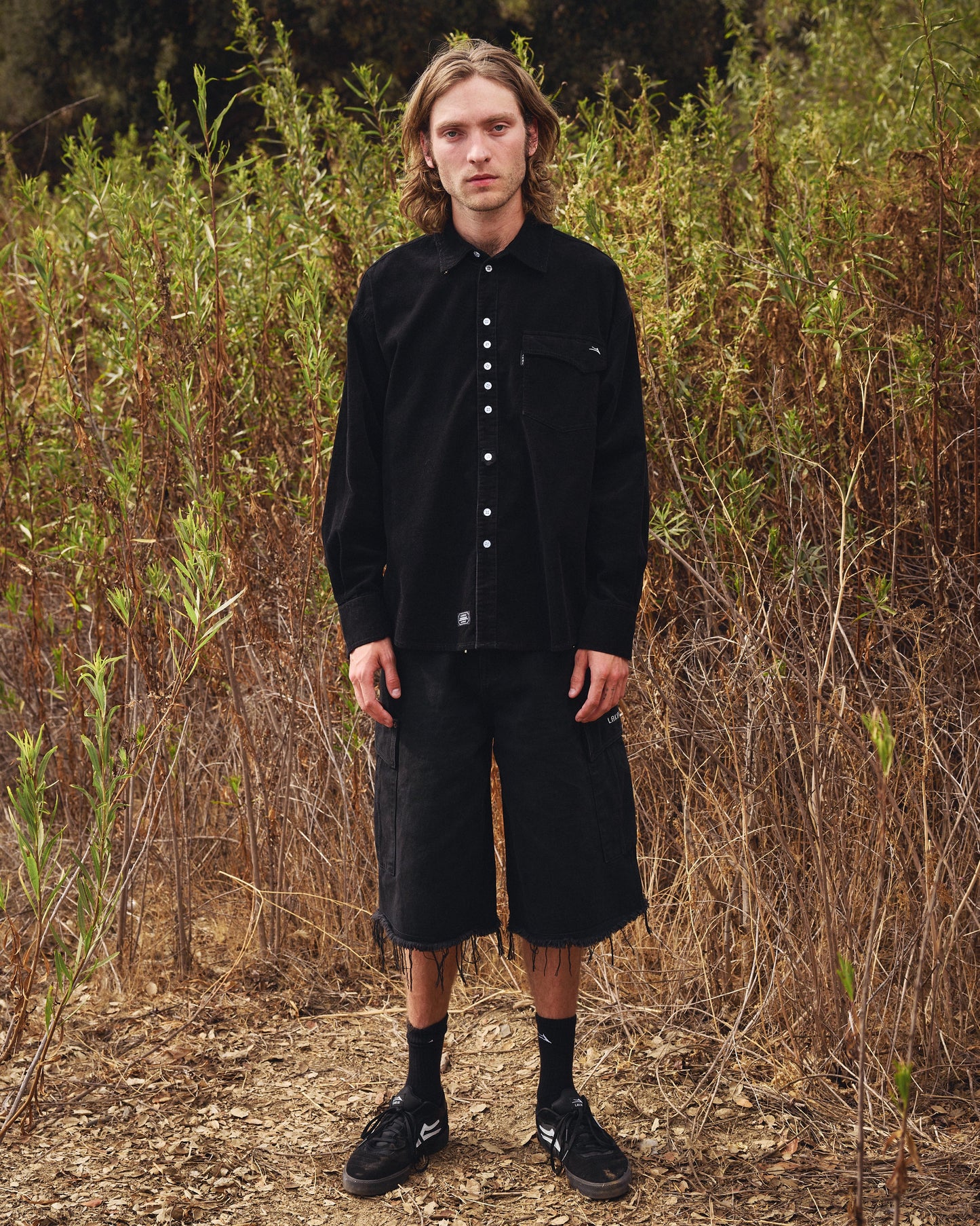 Stacked Placket Corduroy Button-up Longsleeve