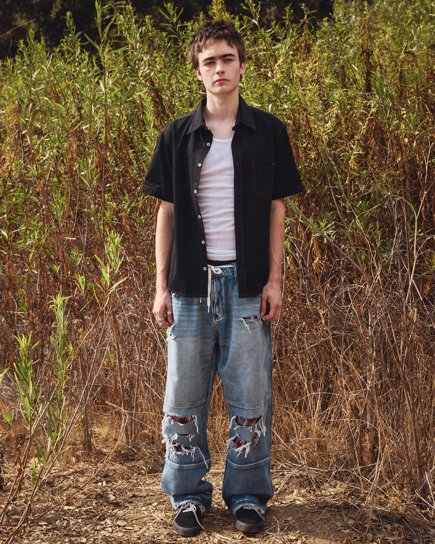 Distressed Double Knee Denims