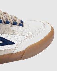 Lakai Aran skate shoe in Whisper White Suede, toe detail
