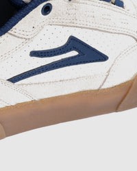 Lakai Aran skate shoe in Whisper White Suede, heel and side detail