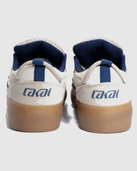 Lakai Aran skate shoes in Whisper White Suede, heel view