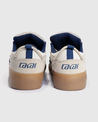 Lakai Aran skate shoes in Whisper White Suede, heel view