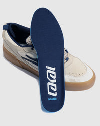 Lakai Aran skate shoe in Whisper White Suede, insole detail