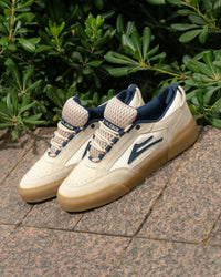 Skater wearing Lakai Aran skate shoes in Whisper White Suede