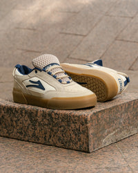 Skater wearing Lakai Aran skate shoes in Whisper White Suede