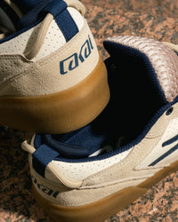 Skater wearing Lakai Aran skate shoes in Whisper White Suede
