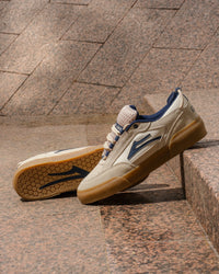 Skater wearing Lakai Aran skate shoes in Whisper White Suede