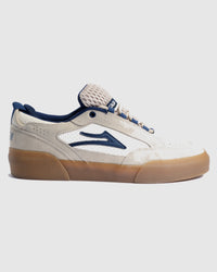 Lakai Aran skate shoe in Whisper White Suede, side profile