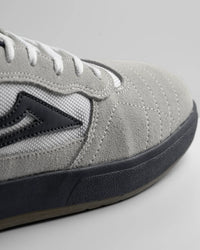 Lakai Cambridge XLK skate shoe in White Suede Navy Gum, toe detail