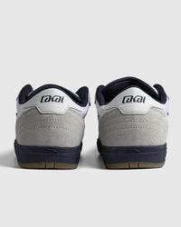 Lakai Cambridge XLK skate shoes in White Suede Navy Gum, heel view
