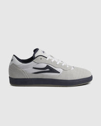 Lakai Cambridge XLK skate shoe in White Suede Navy Gum, side profile