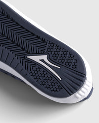 Lakai Conrad Elite skate shoe in Light Navy White, heel and side detail