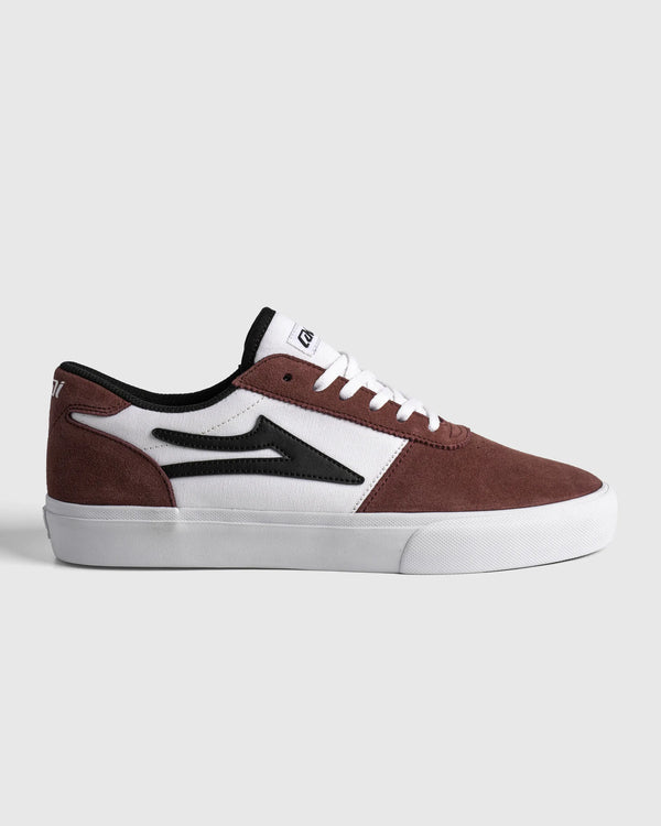 Lakai Manchester skate shoe in Dark Rose White Black, side profile