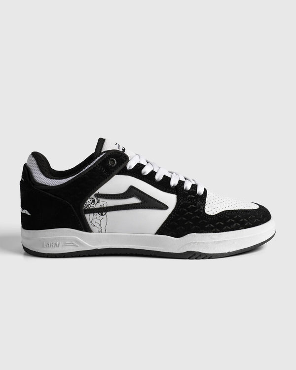 Lakai x Aura Telford Low skate shoe in Black, side profile