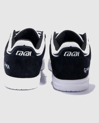 Lakai Telford Low Chris Joslin skate shoes in Black White, heel view