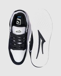 Lakai Telford Low Chris Joslin skate shoe in Black White, top and outsole view