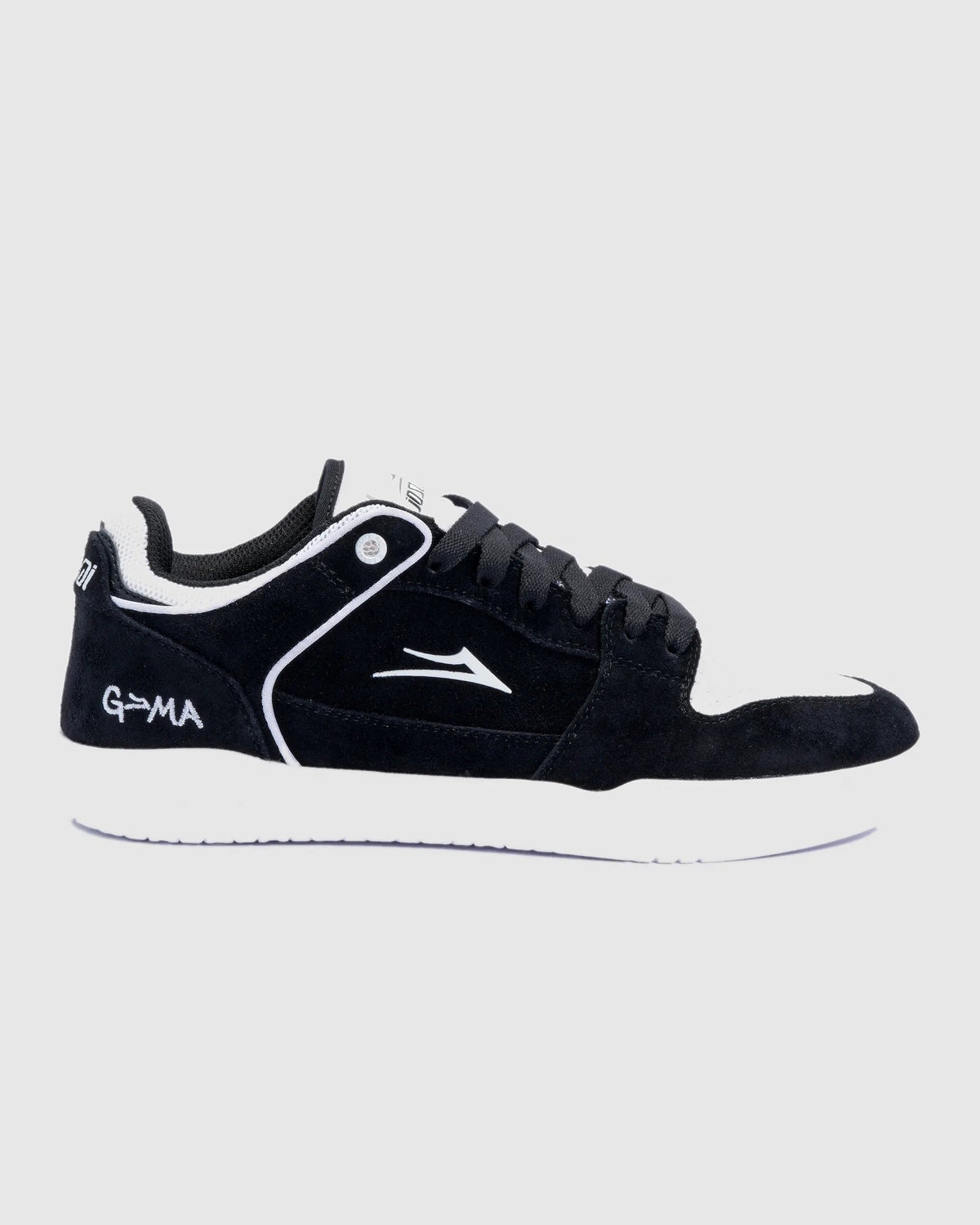 Lakai Telford Low Chris Joslin skate shoe in Black White, side profile