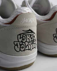Lakai x Jacker Telford Low Elite skate shoe in White Suede, detail view