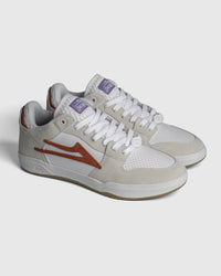 Lakai x Jacker Telford Low Elite skate shoes in White Suede, angled pair view